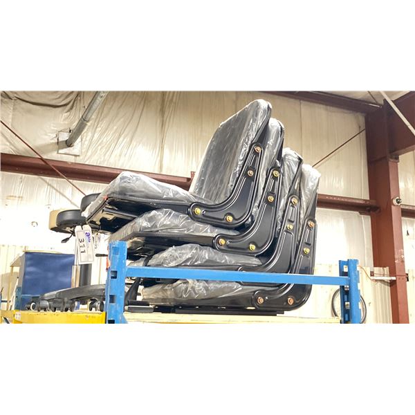 4 BLACK INDUSTRIAL REPLACEMENT EQUIPMENT CHAIRS WITH SEAT BELTS