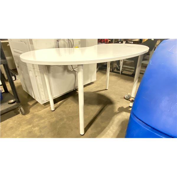 WHITE KIDNEY SHAPED TABLE