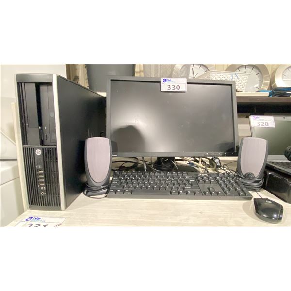 HP COMPAQ 8200 ELITE PC, HP ZR2240W 21" MONITOR, TECHNIX PLUG IN KEYBOARD, HP MOUSE & PAIR OF
