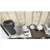 Image 2 : WHITE/BROWN COMMERCIAL WORKSPACE UNIT WITH OFFICE PHONE DOCK, 3 CLOCKS,