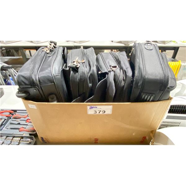 BOX OF LAPTOP BAGS, 3 TARGUS ROLLING AND 1 DELL CARRY
