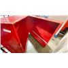Image 3 : 2 RED WOODEN 24"W X 48"L X 39"H LOCKING MOBILE STORAGE CABINETS