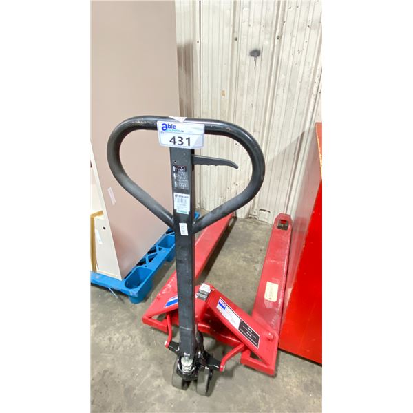 WESTWARD RED 4,410 LBS CAPACITY INDUSTRIAL MOBILE PALLET JACK *HAS LEAK*