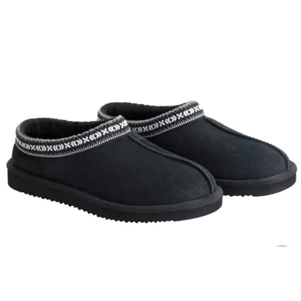 Kirkland Unisex Shearling Slippers, Size US 10/11, Black