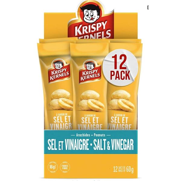 Krispy Kernel | Salt & Vinegar Peanuts, Perfect Snacks On The Go (12 x 60g)