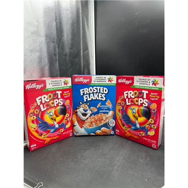 Lot of 3 Cereal – Kellogg’s Froot Loops And Frosted Flakes