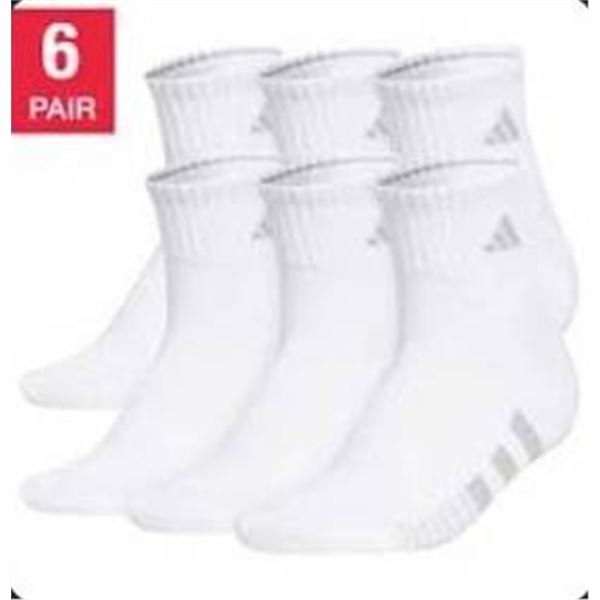 Adidas 6-Pack Women’s Quarter Performance Socks, White/Grey