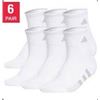 Image 1 : Adidas 6-Pack Women’s Quarter Performance Socks, White/Grey