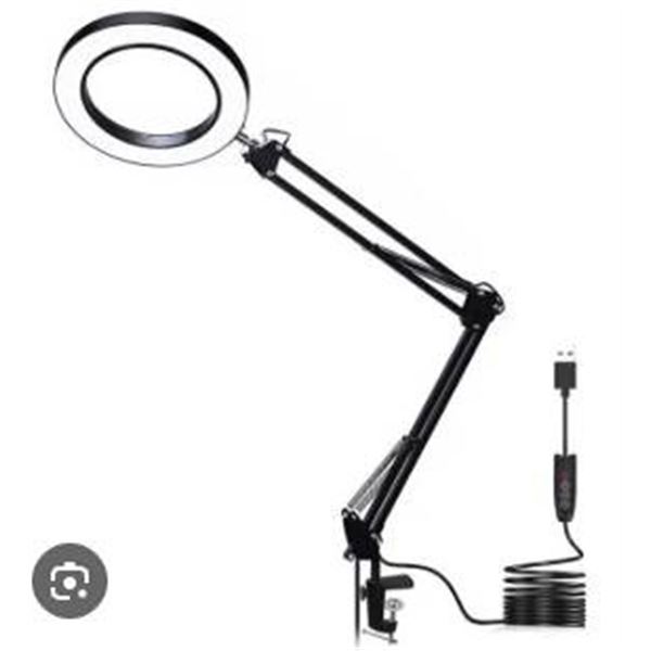 LED Magnifying Lamp With Clamp and Adjustable Arm