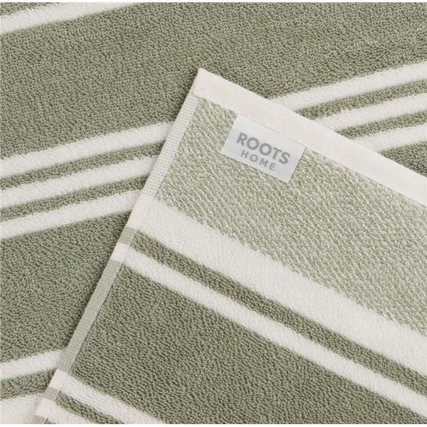 Roots Home 5 Pack Hand Towels in Green and Blue Stripe Design