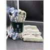 Image 3 : Roots Home 5 Pack Hand Towels in Green and Blue Stripe Design