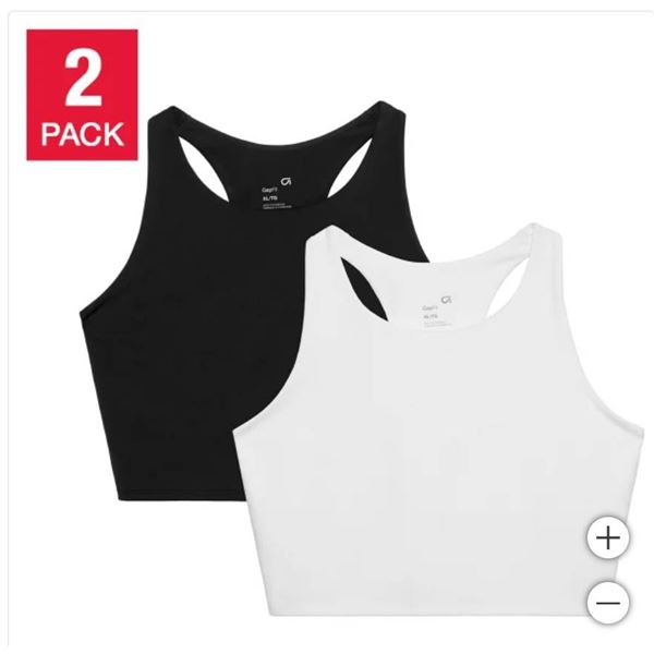 GapFit 2-Pack Tank Bra, Size L/G, Black and White