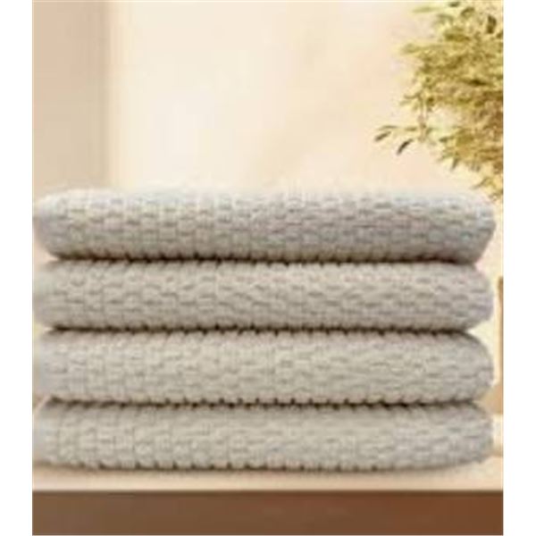 Lot of 4 Pack Beige Hand Towels with Woven Texture Design