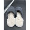 Image 3 : Nuknuuk Gray Suede Slippers with Faux Fur Lining, Size 10