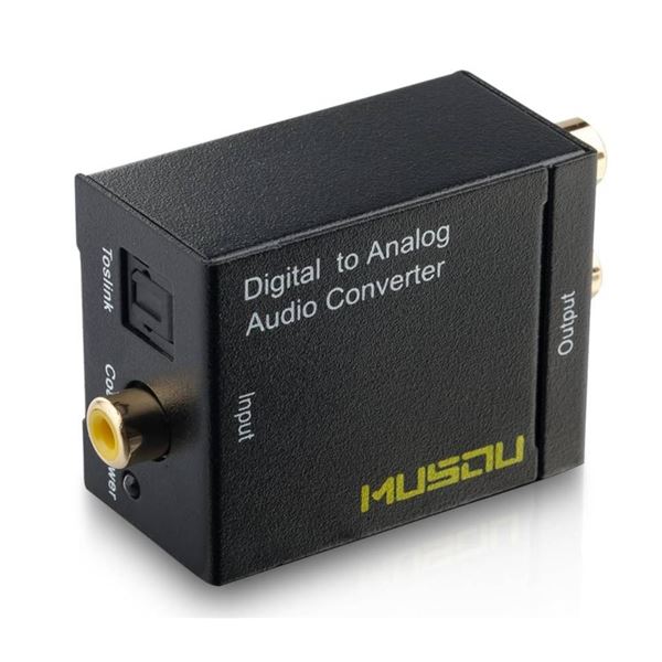 Musou Digital Optical Coax to Analog RCA Audio Converter Adapter with Fiber Cable