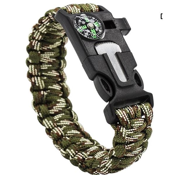 DIHAIMI Paracord Survival Bracelet (2 Pieces), Practical Five Functions, Fire Starter, Loud Whistle,