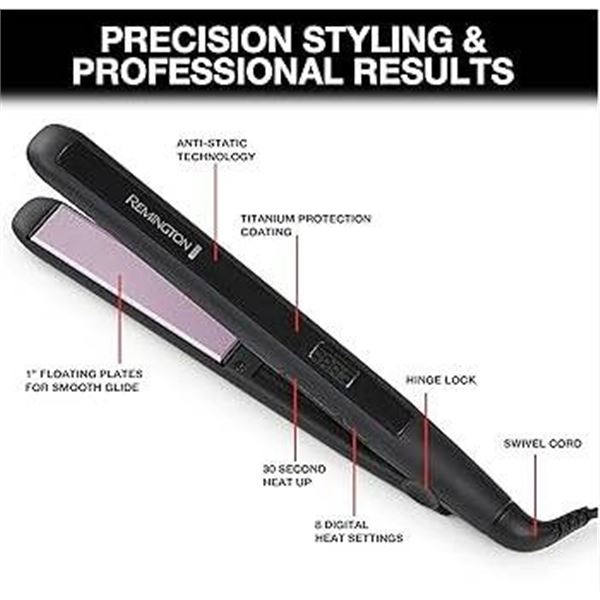 Remington 1-Inch Anti-Static Flat Iron with Ceramic Plates and Digital Controls