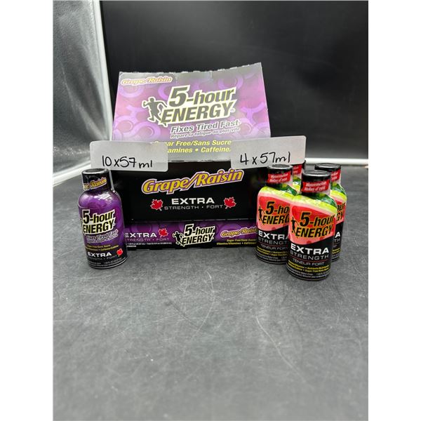 Lor of 5-hour Energy Extra Strength Grape Raisin And Watermelon Bottles, 14 x 57ml