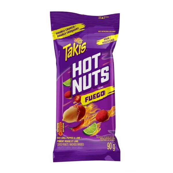 Takis Hot Nuts Fuego 11 x 90g Packages – Chili Pepper & Lime Flavor