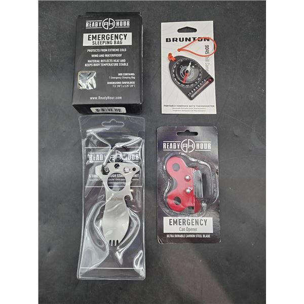 Emergency Outdoor Gear Bundle With Sleeping Bag, Utensil, Pulley, and Compass