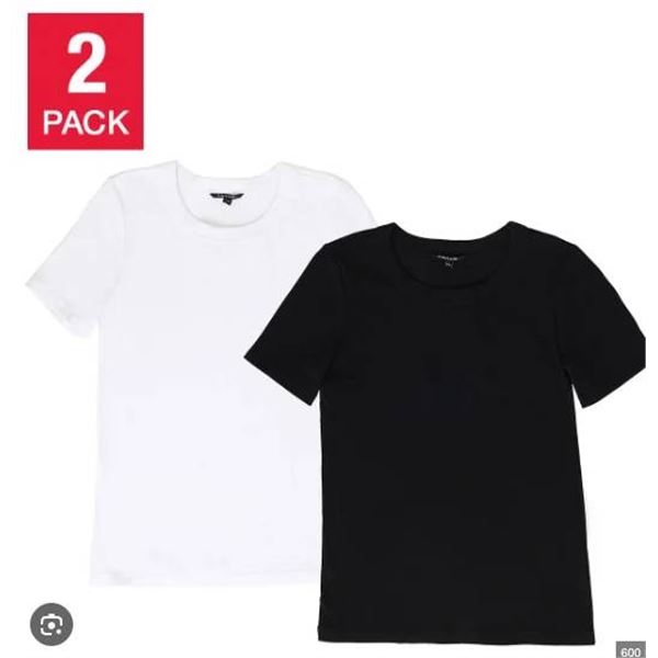 Tahari Ribbed Cotton Short Sleeve T-Shirt 2-Pack, Size Small/Medium