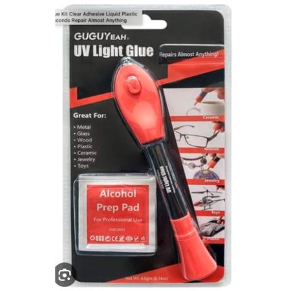 UV Light Glue with Alcohol Pad and Repair Directions Included