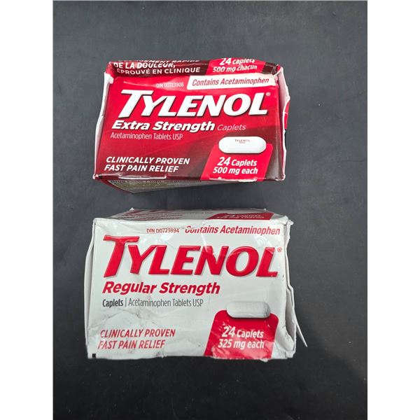Tylenol Extra Strength and Regular Strength Caplets, 24-Count Each