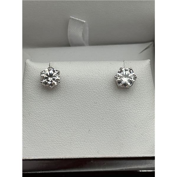 $1425 APPRAISED 2.0 CARAT FILAGREE SOLITAIRE STUD EARRINGS SET