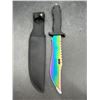 Image 2 : 13″ Rainbow CS:GO Sawback Bowie Survival Knife 3 mm Thick Bugout Survival Fixed Blade