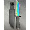 Image 3 : 13″ Rainbow CS:GO Sawback Bowie Survival Knife 3 mm Thick Bugout Survival Fixed Blade