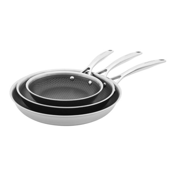 Henckels Set of 3 Stainless Steel Frying Pans – 8 Inch, 10 Inch, 12 Inch