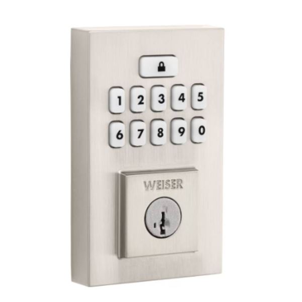 Weiser SmartCode Contemporary Keypad Satin Nickel Keyless Entry Door Lock/Exterior Door Deadbolt
