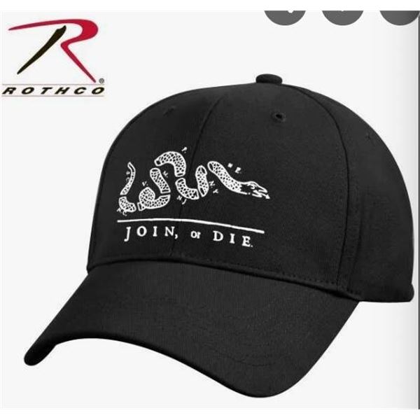 Black Cap With ‘Join Or Die’ Snake Design, Style 9854