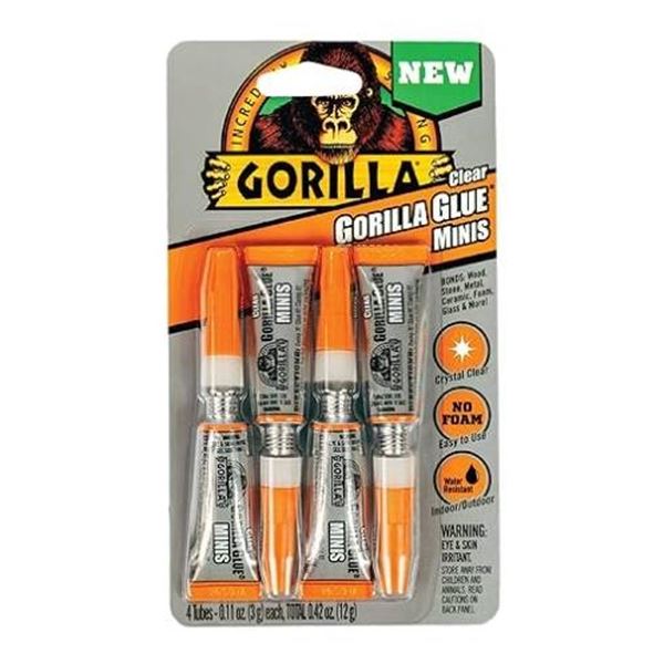 Lot of 4 Gorilla Clear Glue Minis – Pack of 4 Tubes of 3-g Each
