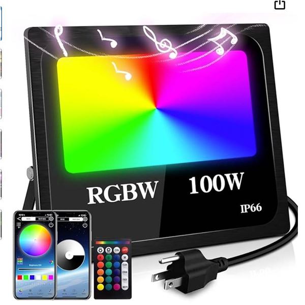 Led Outdoor Flood Light Wired Waterproof Color Changing 1000W Equivalent Outdoor RGB 100W Smart Dayl