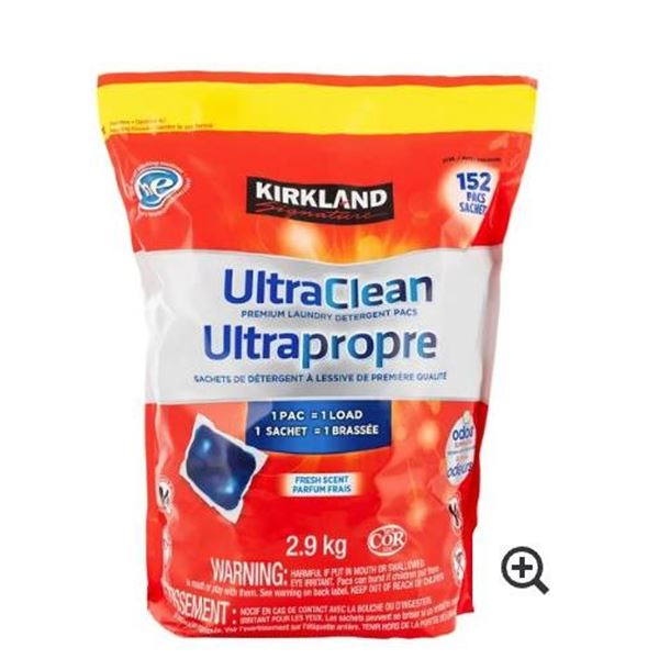 Kirkland UltraClean Laundry Detergent Pacs 2.9 kg – 152 Count