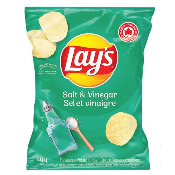 Frito-Lay Lays Salt And Vinegar Chips 40 Individual Bags of 40g Each