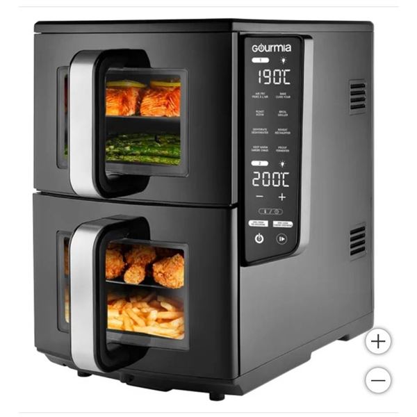 Gourmia 4 Dish Dual Basket Air Fryer with Sync Finish & Sync Cook, 10.4 L, no box