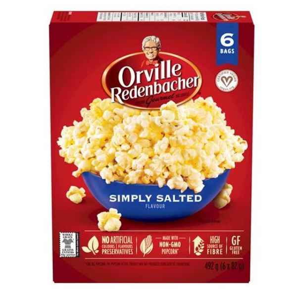 Lot of 6 Orville Redenbacher Simply Salted Popcorn 492g 6-Bag Packs