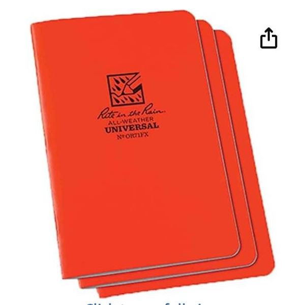 Lot of 3  Rite in the Rain Weatherproof Stapled Notebook, 4.625″ x 7″, Orange Cove