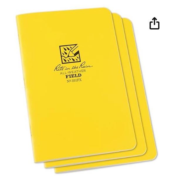 Lot of 3 Rite in the Rain Weatherproof Stapled Notebook, 4.625″ x 7″, Yellow Cover