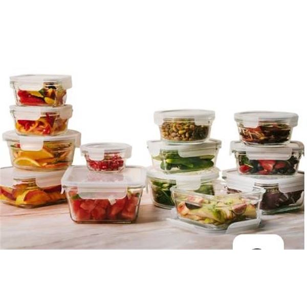 Glasslock Food Storage Containers with Lids, 24 Pieces