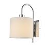 Image 1 : Selena 1-Light Plug-In or Hardwire Wall Sconce, Chrome, White Fabric Shade