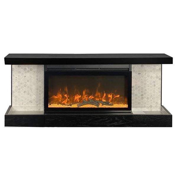 ActiveFlame Décor Electric Fireplace with Wall-Mount Mantel, Hexagon Tile