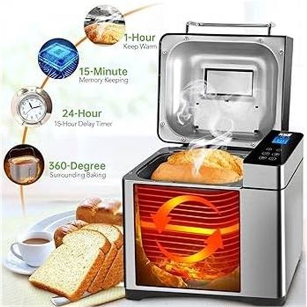 KBS MBF-011 Bread Maker with 17 Programs and Nonstick Ceramic Pan