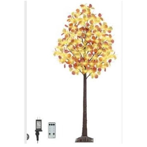 Fall Lighted Birch Leaves with 9ft Lights