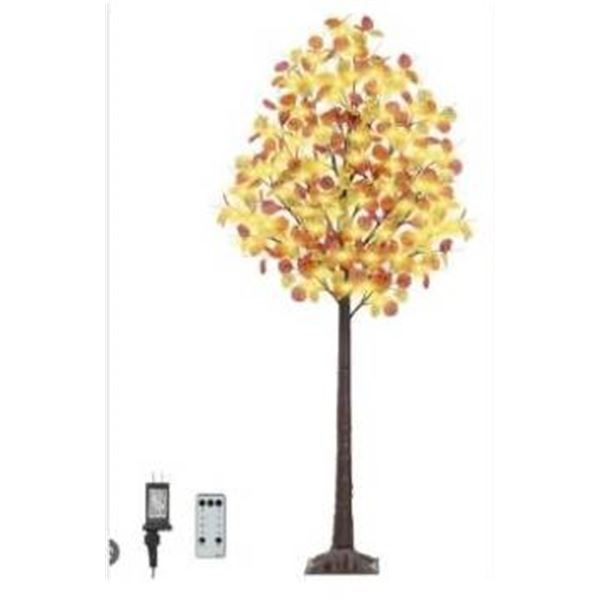 Fall Lighted Birch Leaves with 9ft Lights
