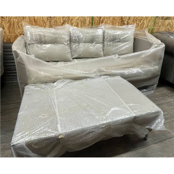 MyPatio Outdoor Patio Loveseat with removable cushions & Glass Top Coffee Table