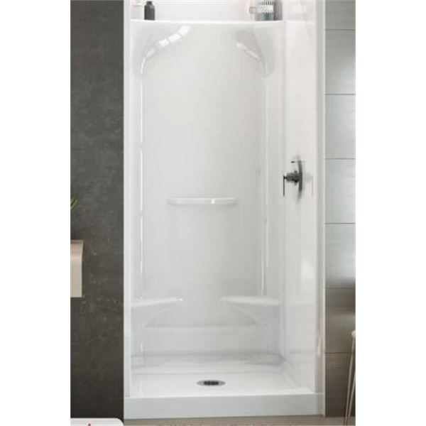 MAAX Essence SH-3232 Shower Base and 3636 Wall Kit Set, White, Acrylic, Model 148022 – NO D