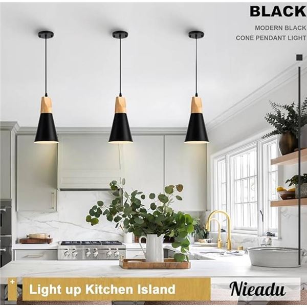 Modern Wood Nordic Pendant Lighting, Black Small Hanging Pendant Light Fixture